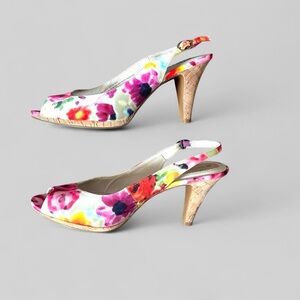 Naturalizer Ideal Multiflora Cloth Vibrant Floral Slingback Heels 4” Size 10M